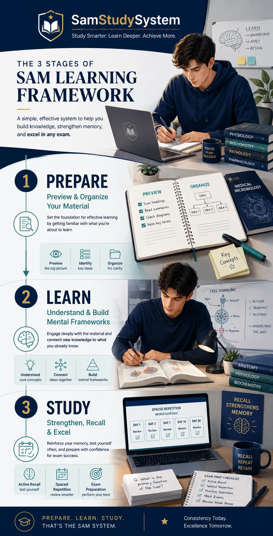 Tahapan Prepare Learn dan Study dalam SamStudySystem